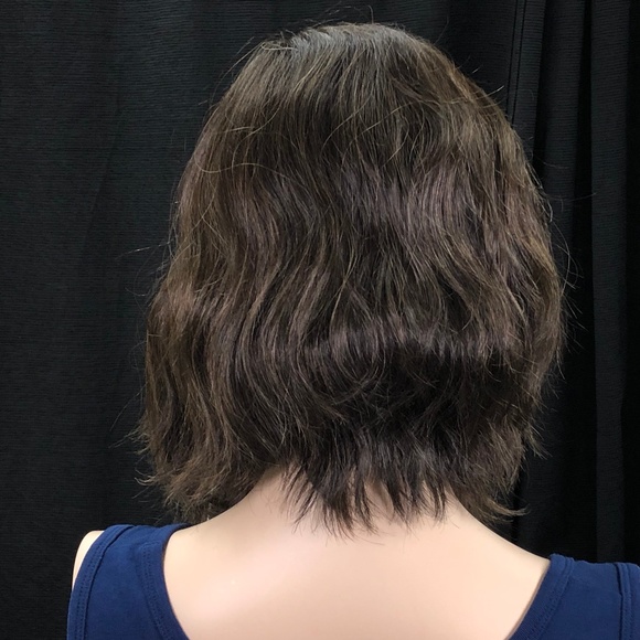 Dark Red Brown with Gold Wavy Bob Lace Front Wig - Picture 6 of 8